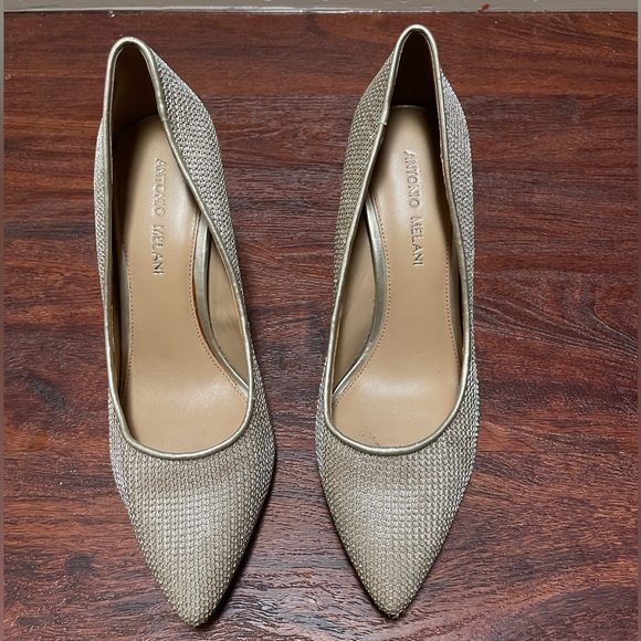 ANTONIO MELANI MESH GOLD HEELS - Picture 5 of 7